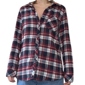 Burgundy Flannel with Elbow Patches